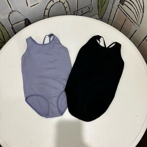 Black and Purple Bodysuits with Racerback Design